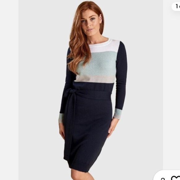 Barbour Knit Striped Colorblock Sweater Dress Quiet Luxury Basic Preppy - Picture 1 of 7